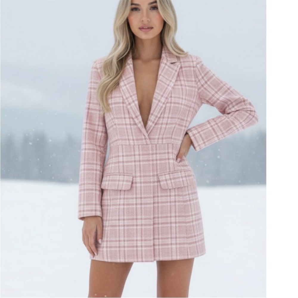 NWT Choosy Pink Plaid Office Siren Mini Dress